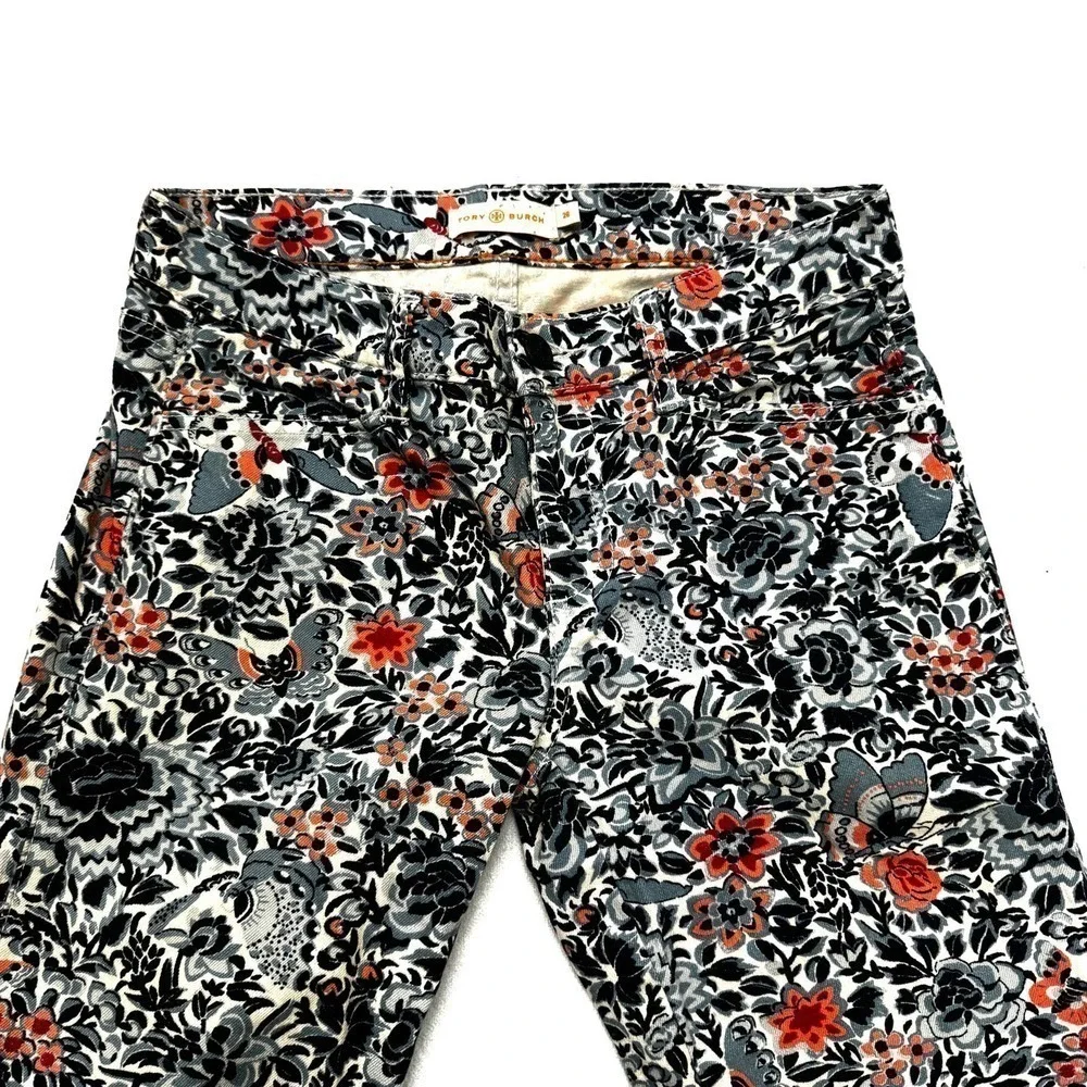 Tory Burch Skinny Flower Printed Pattern Skinny Denim Jeans SZ26